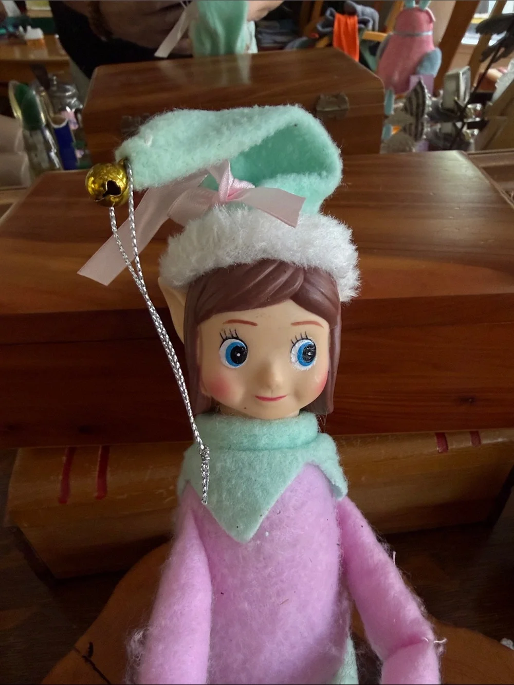 ELF Pastel Pink and Mint Felt Holiday Elf Doll